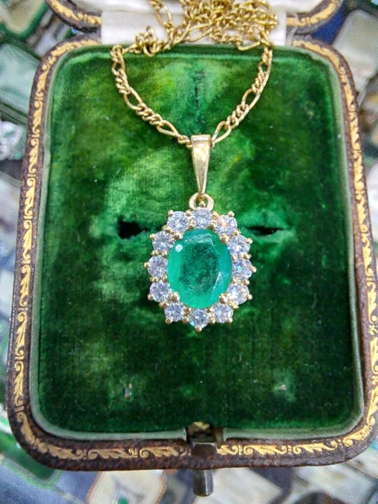 Graduated Emerald & Diamond 14K Yellow Gold Necklace