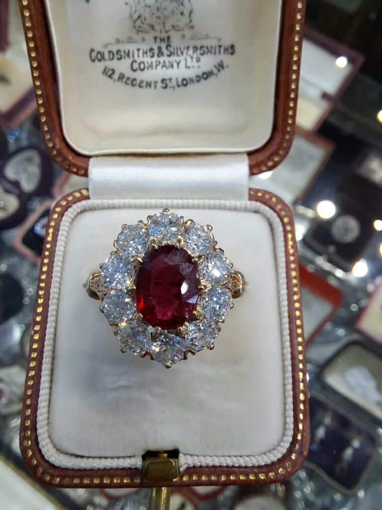 Antique Edwardian Signet Ring Ruby Diamond 14k Yellow Gold Men's Heavy -  Ruby Lane